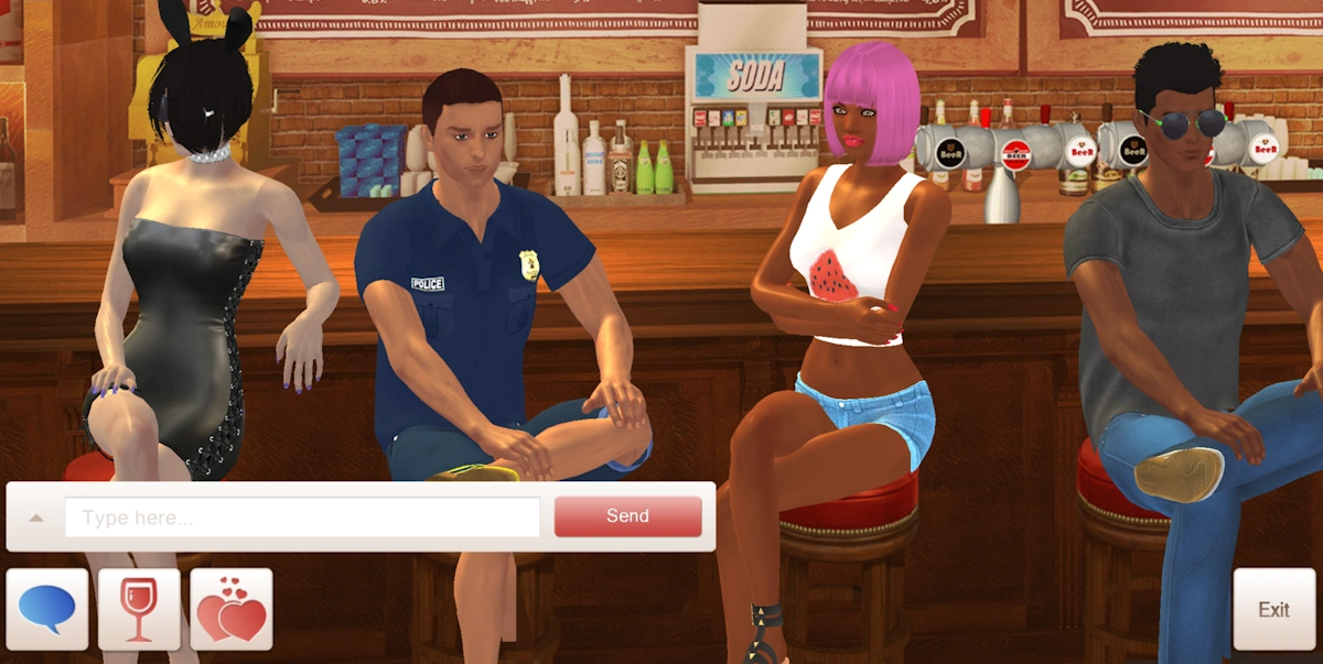 Avatars hanging out at the bar in Yareel